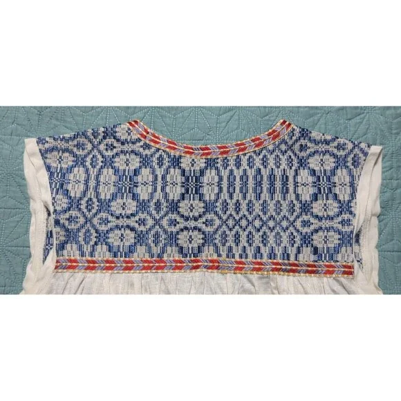 Tularosa Embroidered Yoke Memphis Top Ivory Jersey Knit Elastic Hem Blouson S - Picture 5 of 7